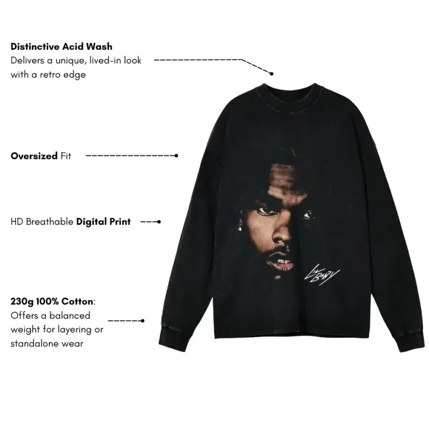 Voice Of The Heroes Aicd Wash Oversized Long Sleeve Shirt - Image 5