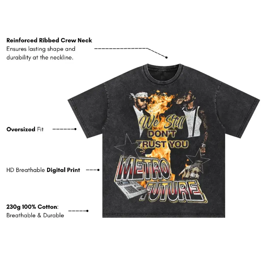 We Dont Trust You Oversized Acid Wash T-shirt - Image 5