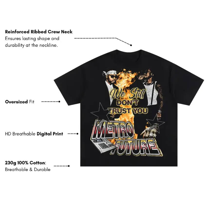 We Dont Trust You Oversized Black Graphic Tee - Image 5