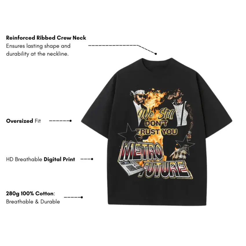 We Dont Trust You Heavyweight Oversized Black Graphic Tee - Image 4