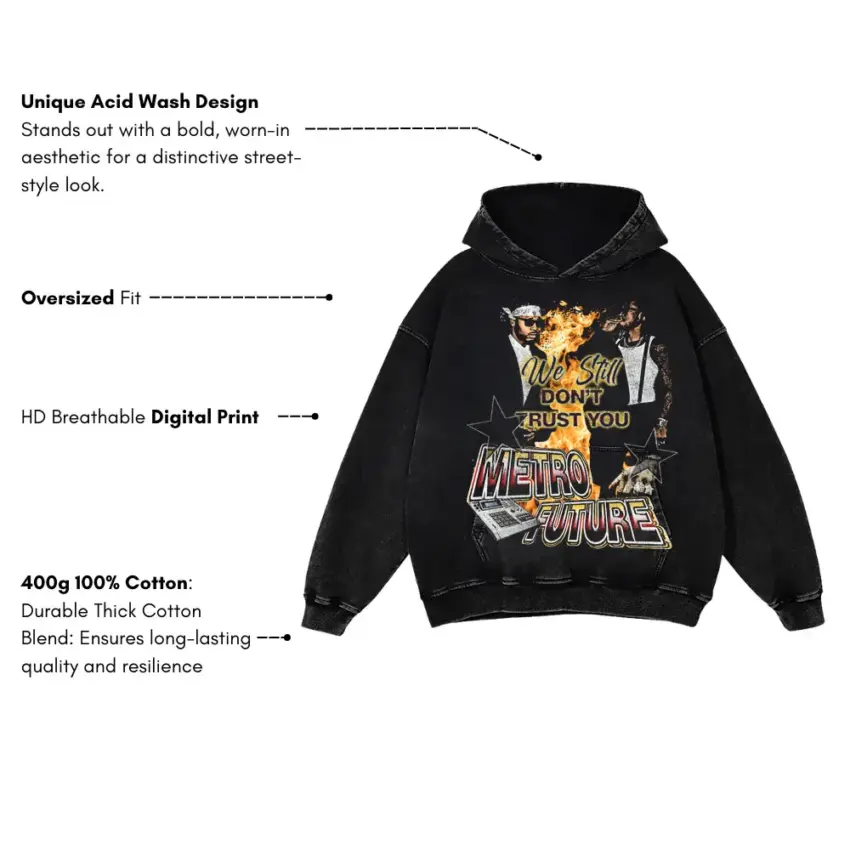 We Dont Trust You Aicd Wash Oversized Hoodie - Image 5