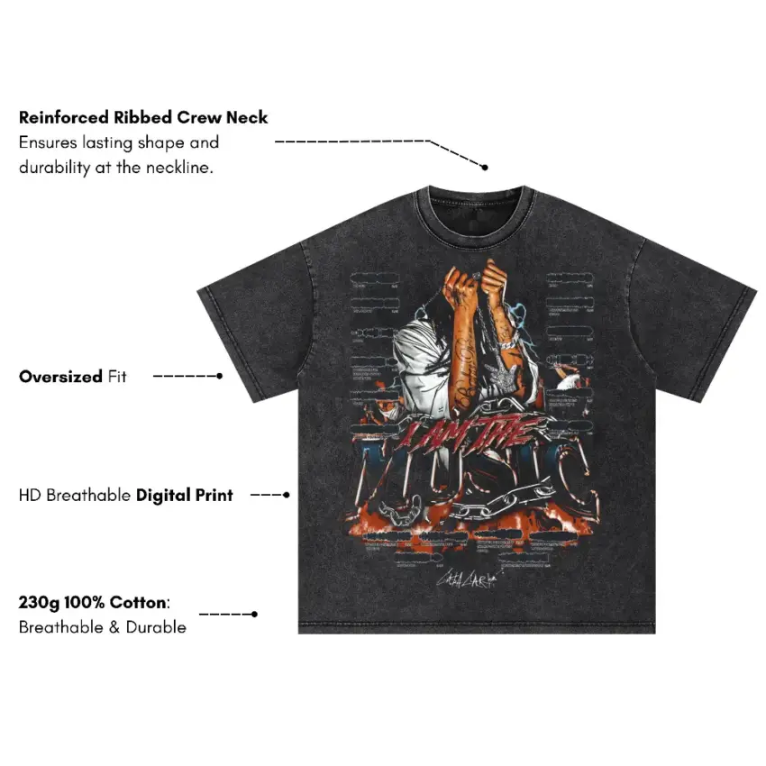 Worlds Most Dangerous Group Oversized Acid Wash T-shirt - Image 5