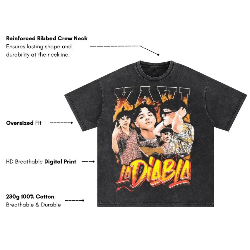 Xavi La Diabla Oversized Acid Wash T-shirt - Image 5