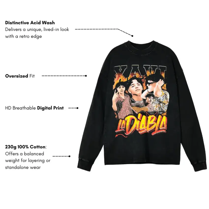 Xavi La Diabla Aicd Wash Oversized Long Sleeve Shirt - Image 5