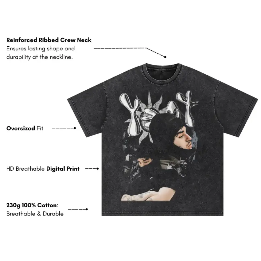 Yeat 2 Alive Tribute Oversized Acid Wash T-shirt - Image 5