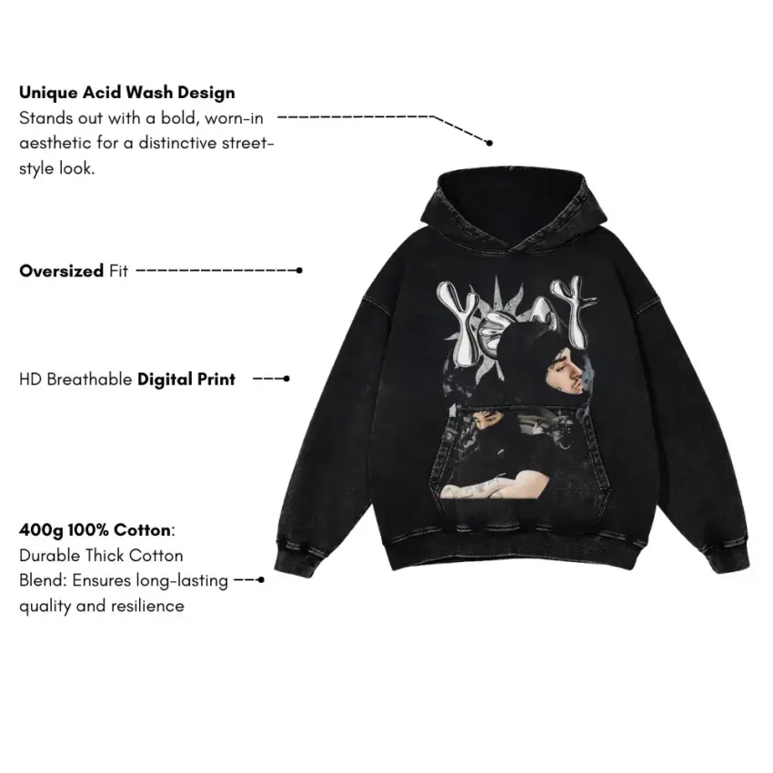 Yeat 2 Alive Tribute Aicd Wash Oversized Hoodie - Image 5
