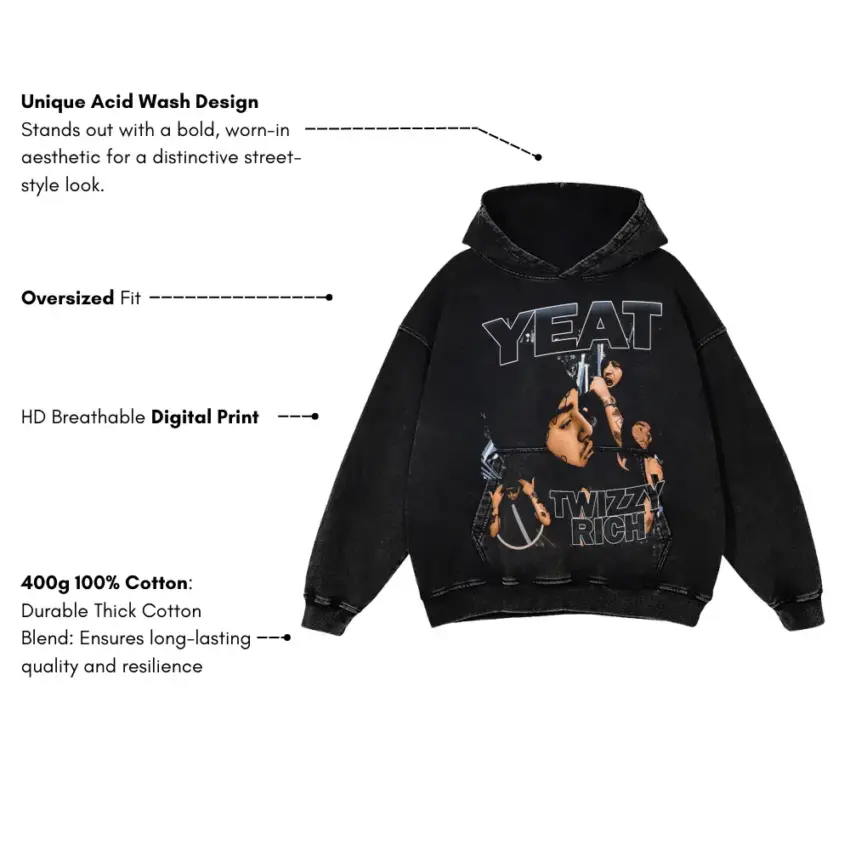 Yeat Twizzy Rich Aicd Wash Oversized Hoodie - Image 2