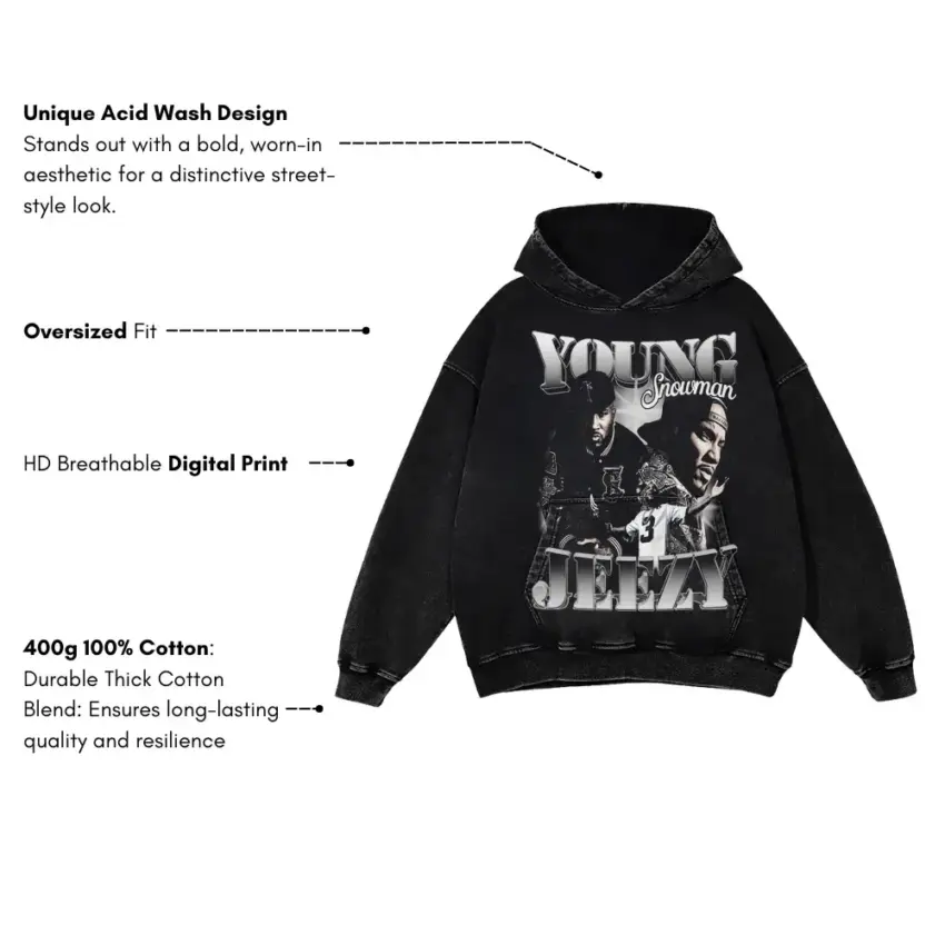 Young Dolph And Jeezy Snowman Aicd Wash Oversized Hoodie - Image 5
