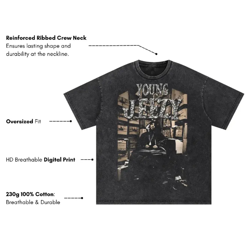 Young Jeezy Thug Motivation Oversized Acid Wash T-shirt - Image 5