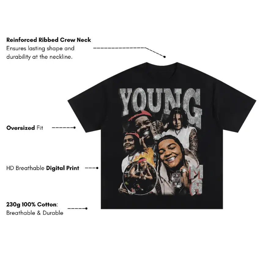 Young Thug Slime Season Oversized Black Graphic Tee - Image 5