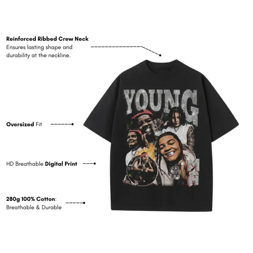 Young Thug Slime Season Heavyweight Oversized Black Graphic Tee - Image 5