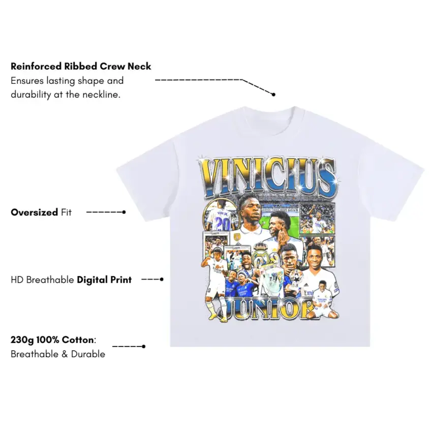 Madrid'S Dancing Winger Oversized White Graphic Tee - Image 4
