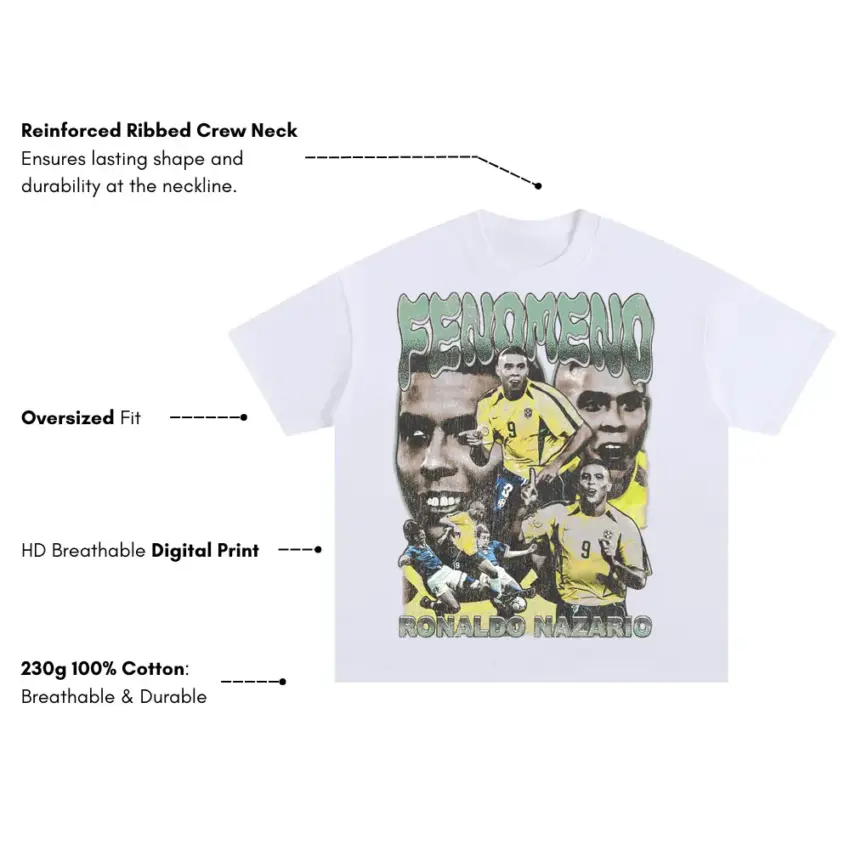 The Bernabeu King Oversized White Graphic Tee - Image 4