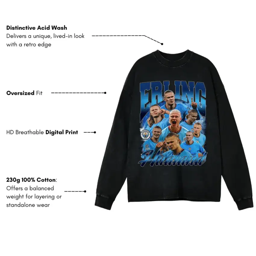 The Blue Terminator Aicd Wash Oversized Long Sleeve Shirt - Image 5