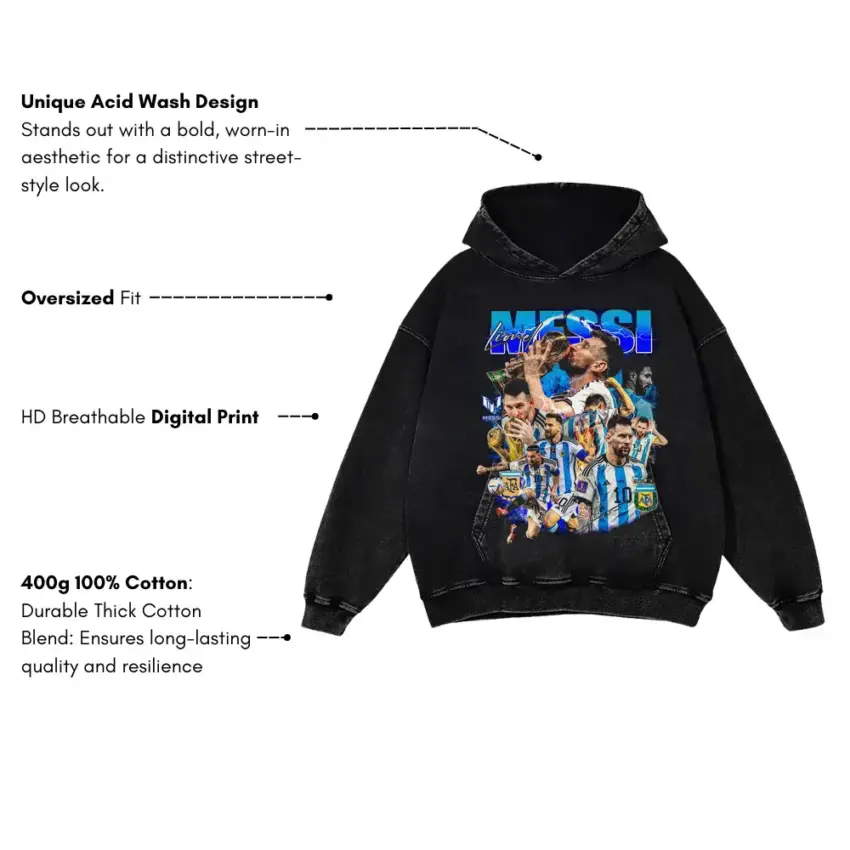 World At His Feet Aicd Wash Oversized Hoodie - Image 2