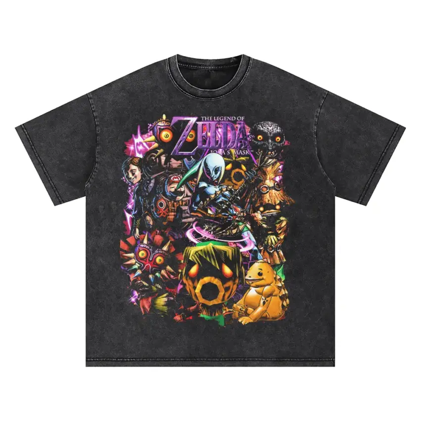 The Black Swordsman Rage Oversized Acid Wash T-shirt