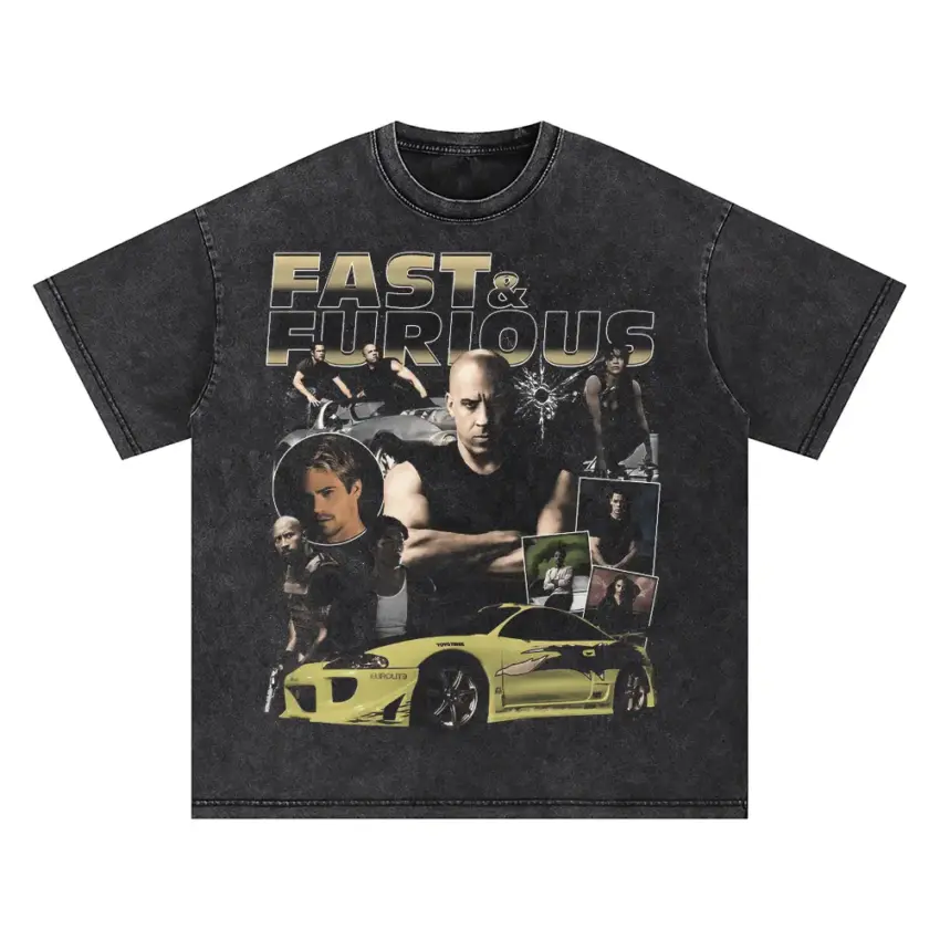 Fast And Furious For Paul Oversized Acid Wash T-shirt