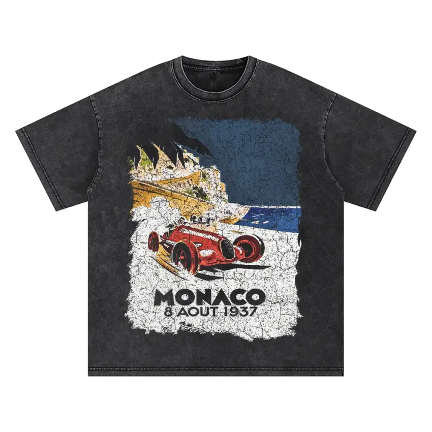 Monaco Grand Prix 1937 Oversized Acid Wash T-shirt
