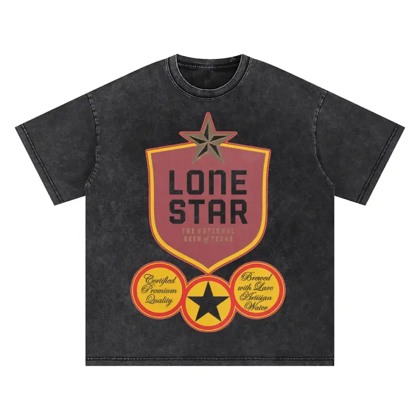 Lone Star Beer Badge Oversized Acid Wash T-shirt