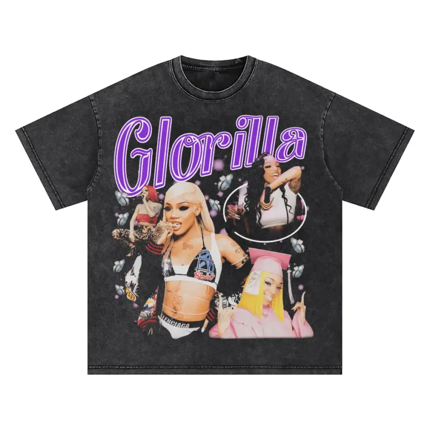 Big Glo Vibrant Collage Oversized Acid Wash T-shirt