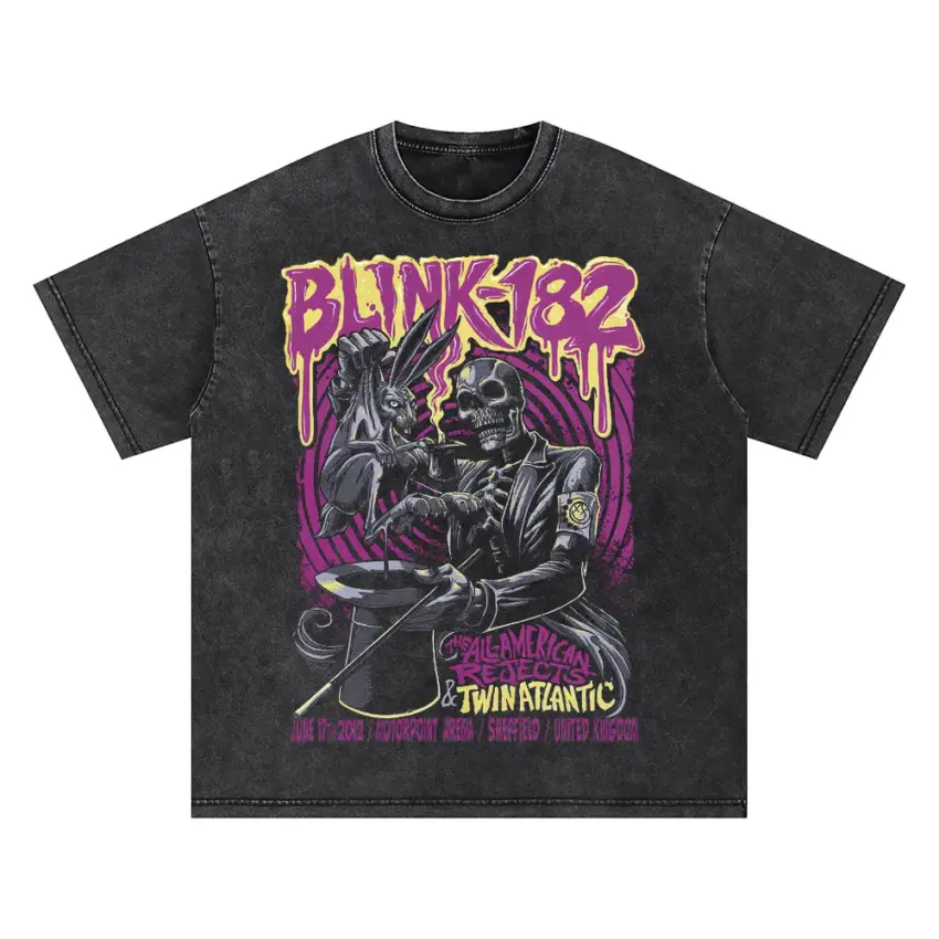 Blink 182 Skulls Oversized Acid Wash T-shirt