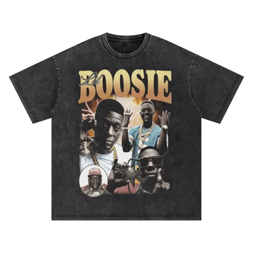 Boosie Badazz Collage Oversized Acid Wash T-shirt