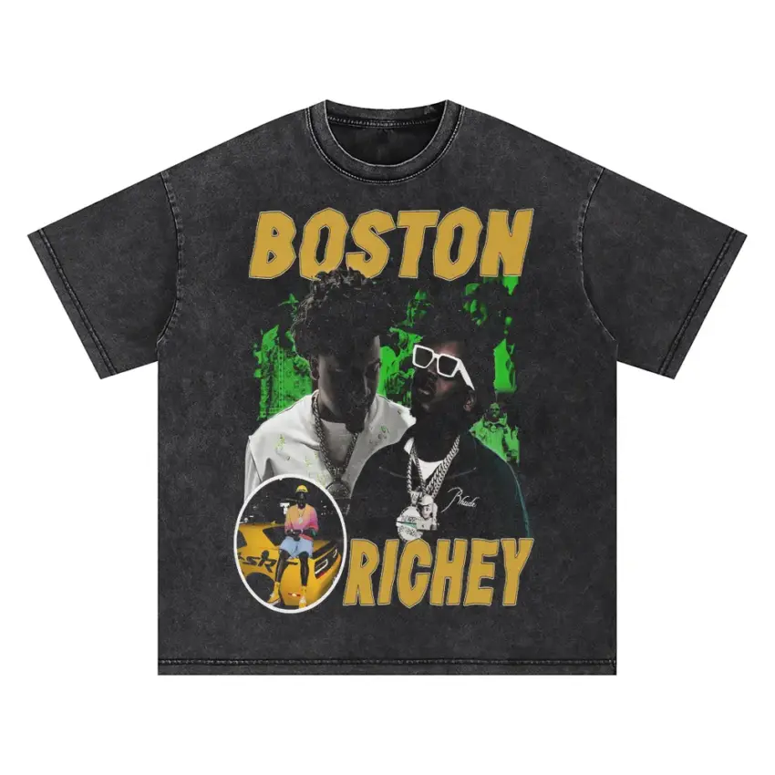 Boston Richey On The Map Oversized Acid Wash T-shirt