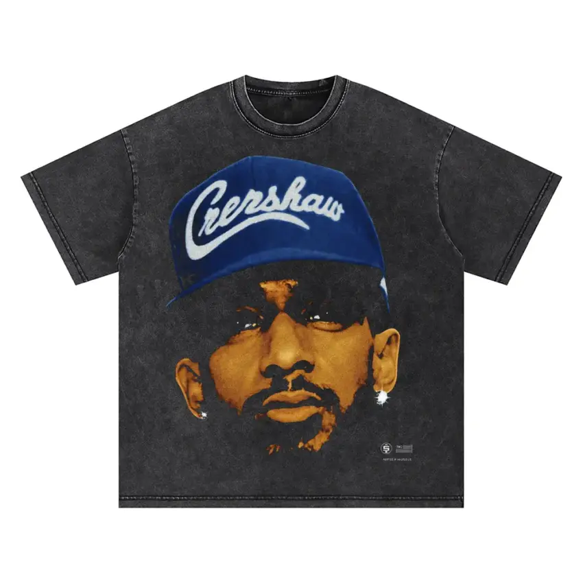 Crenshaw King Nipsey Oversized Acid Wash T-shirt