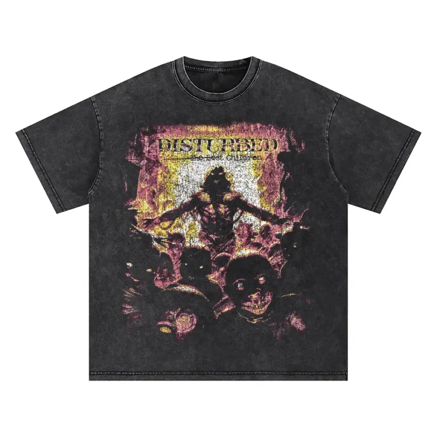 Disturbed Ten Thousand Fists Oversized Acid Wash T-shirt