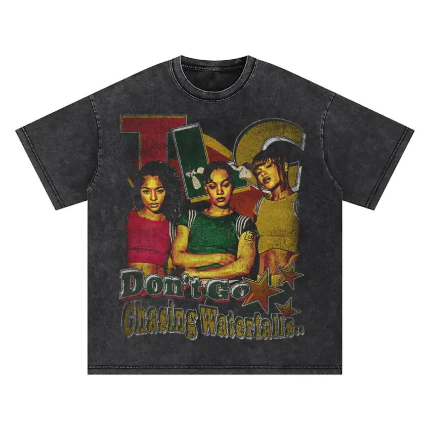 Dont Go Chasing Waterfalls Oversized Acid Wash T-shirt