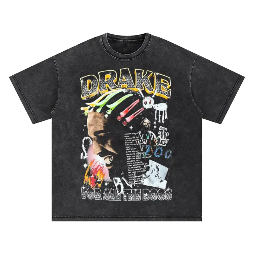 Drake For All The Dogs Oversized Acid Wash T-shirt