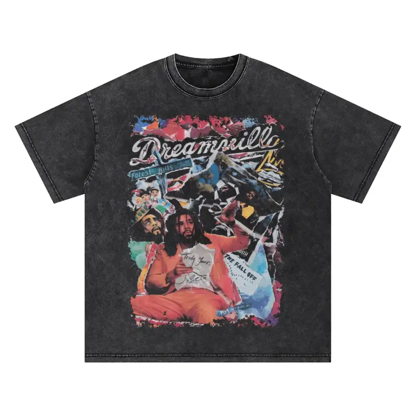 Dreamville Revenge Of The Dreamers Oversized Acid Wash T-shirt