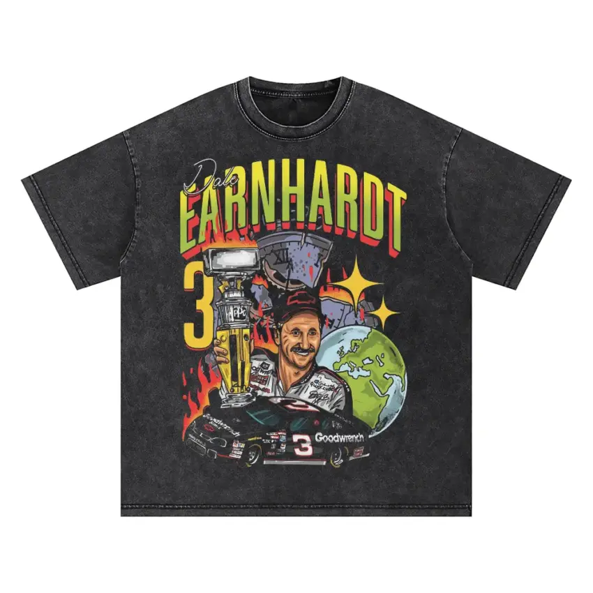Earnhardt Legend Number Three Oversized Acid Wash T-shirt