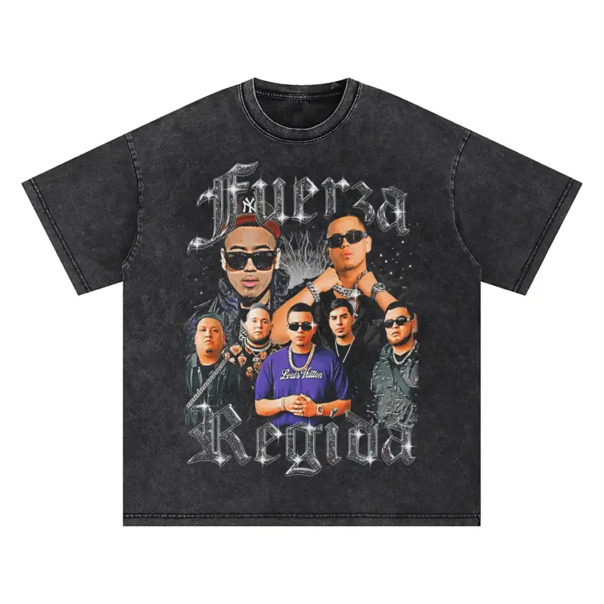 Fuerza Regida Tribute Oversized Acid Wash T-shirt