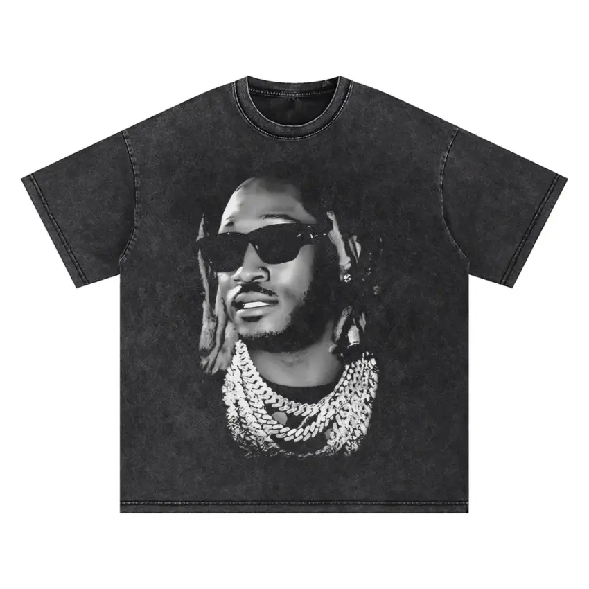 Future Pluto Portrait Oversized Acid Wash T-shirt