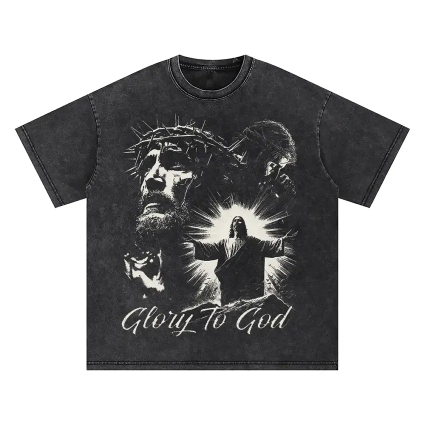 Glory To God Oversized Acid Wash T-shirt