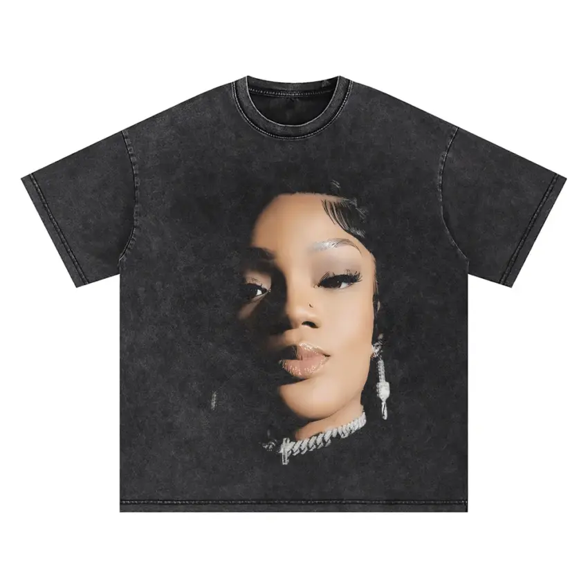 GloRilla FNF Portrait Oversized Acid Wash T-shirt