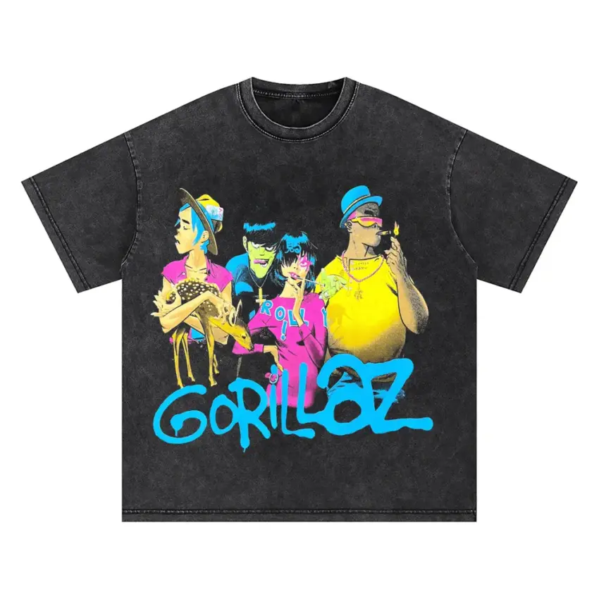 Gorillaz Cracker Island Oversized Acid Wash T-shirt