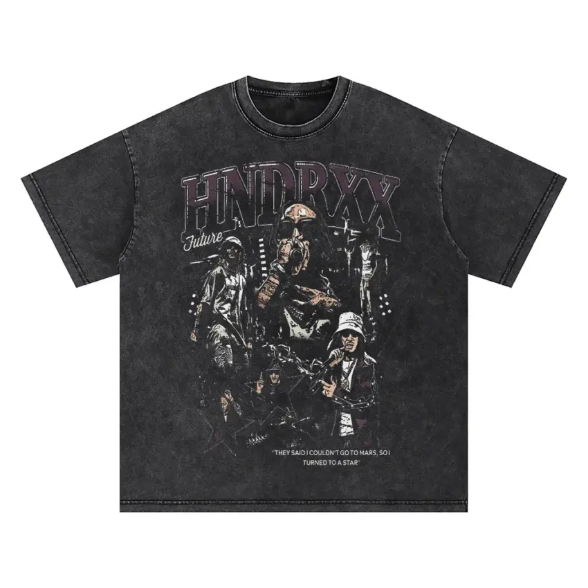 Hndrxx Monochrome Tribute Oversized Acid Wash T-shirt