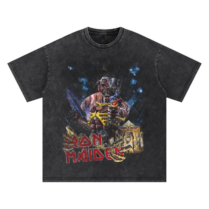 Iron Maiden Slam Dunk Oversized Acid Wash T-shirt