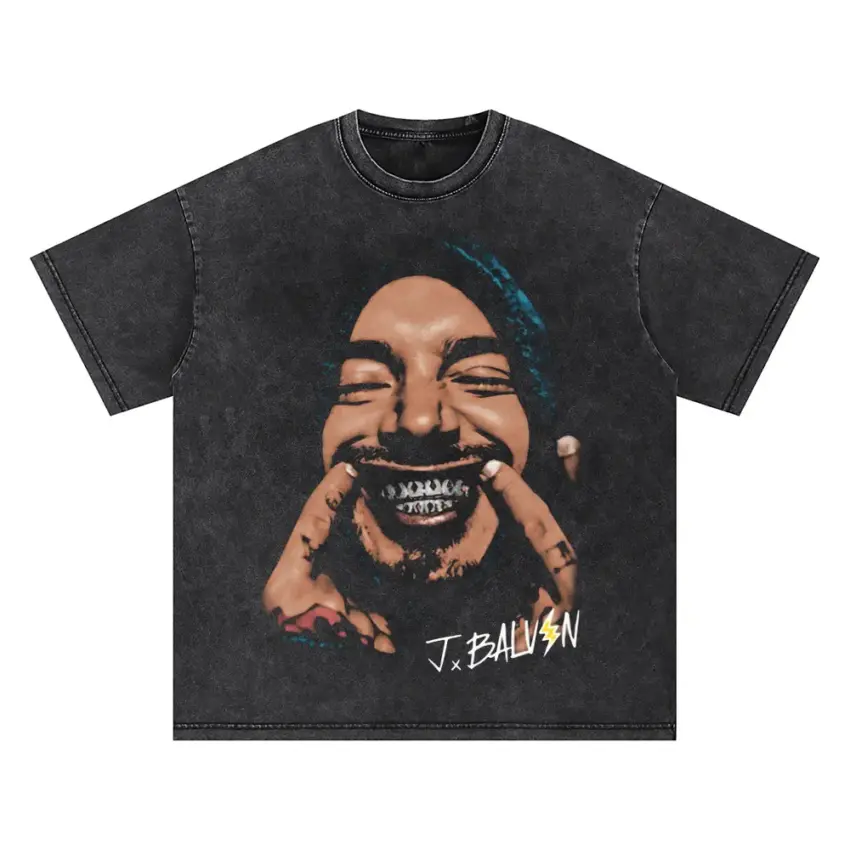 J Balvin Colores Vibras Oversized Acid Wash T-shirt