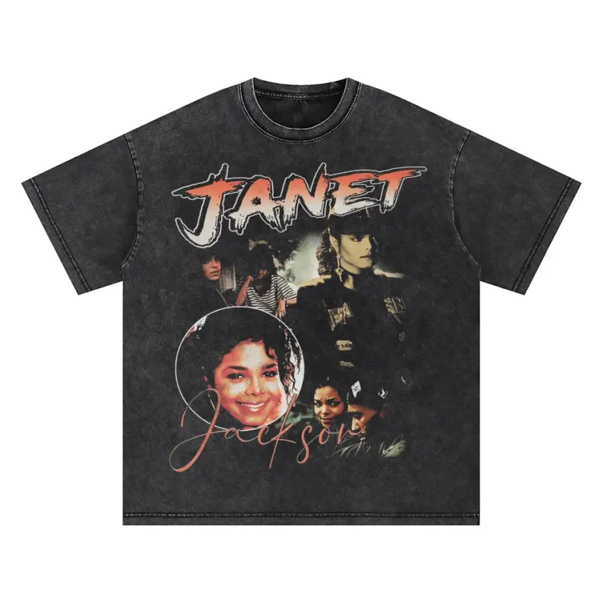 Janet Jackson Rhythm Nation Oversized Acid Wash T-shirt
