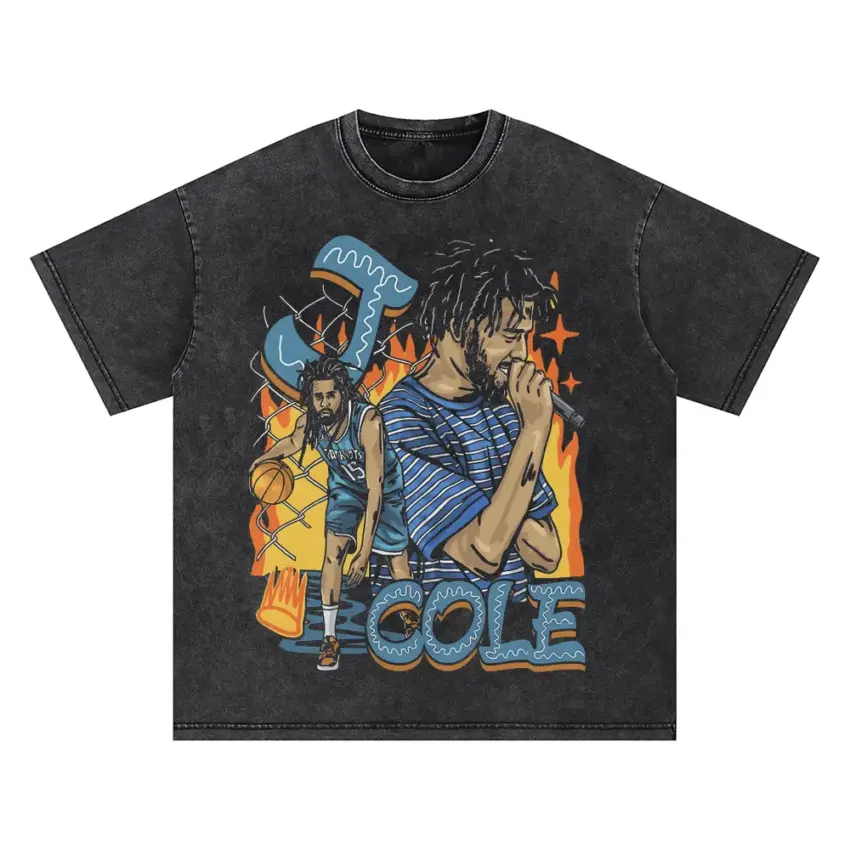 J Cole The Off Season Oversized Acid Wash T-shirt