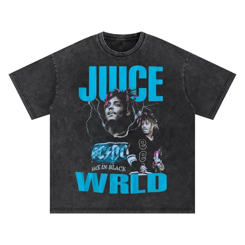 Juice WRLD All In Black Oversized Acid Wash T-shirt