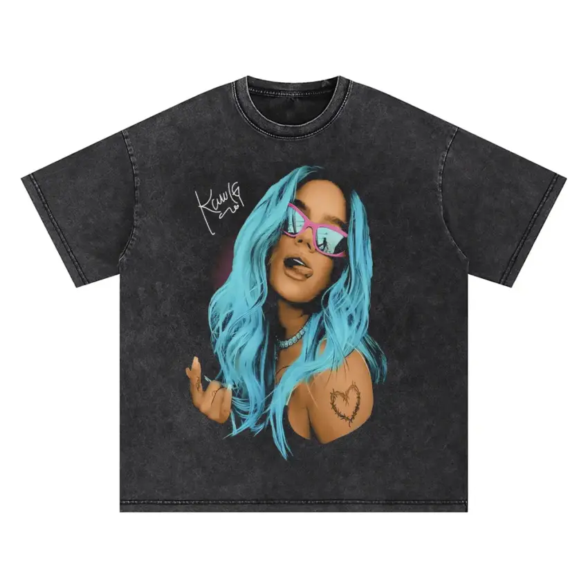 Karol G Bichota Season Oversized Acid Wash T-shirt