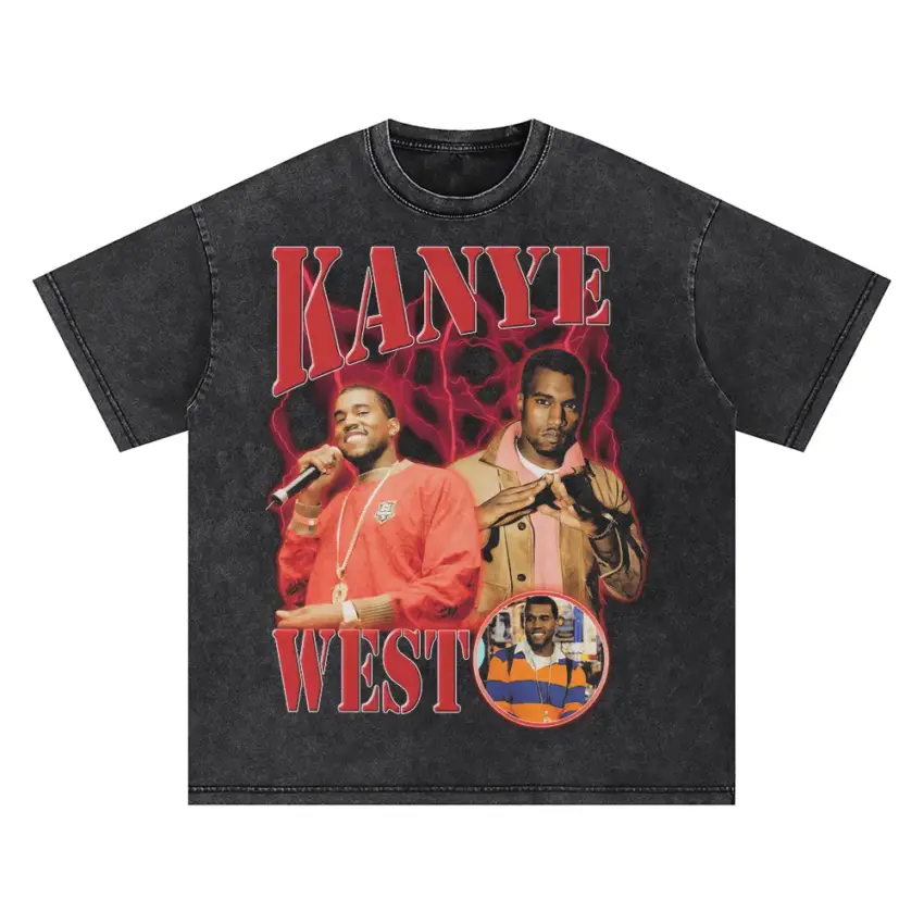 Kanye West Vintage Collage Oversized Acid Wash T-shirt