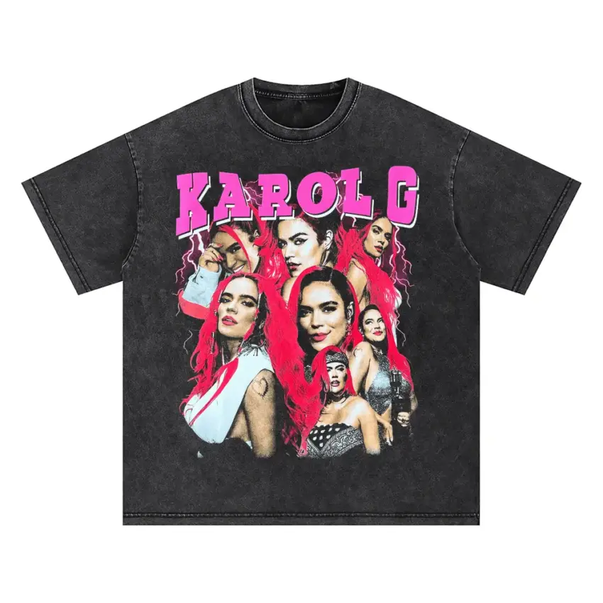 Karol G Red Hair Era Oversized Acid Wash T-shirt