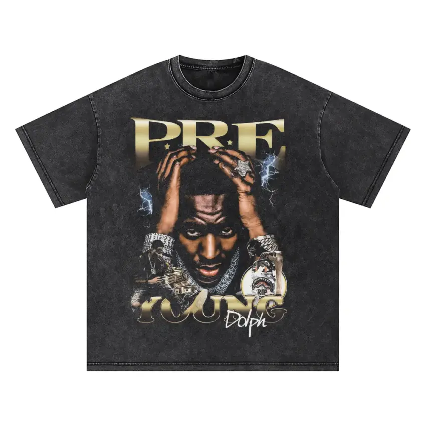 Key Glock Paper Route Empire Oversized Acid Wash T-shirt