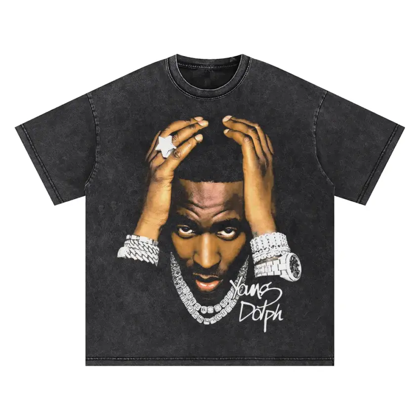 King Dolph Portrait Oversized Acid Wash T-shirt