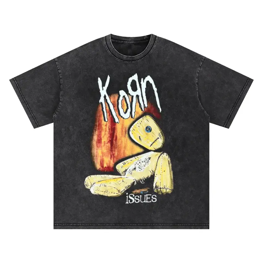 Korn Issues Album Art Oversized Acid Wash T-shirt